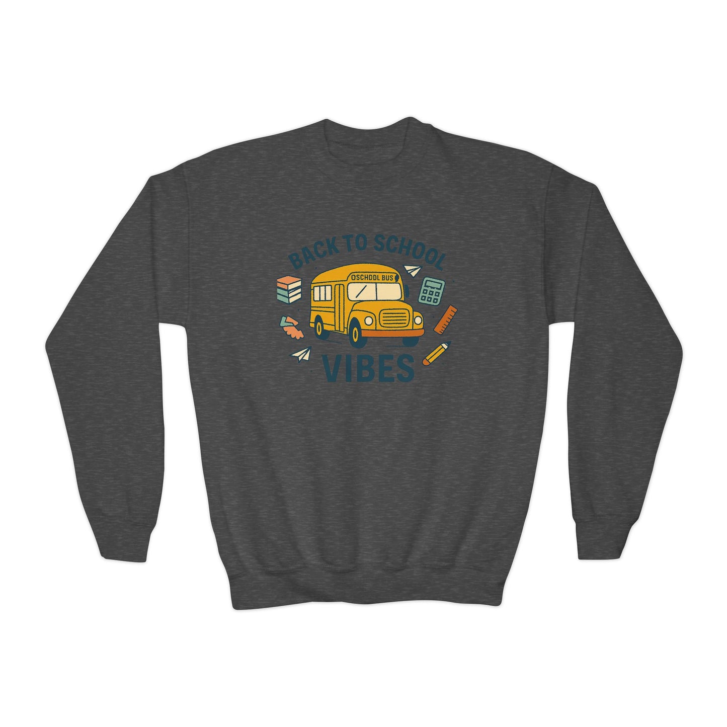 Back to School Youth Crewneck Sweatshirt | Kids Casual Style, School Spirit, Cozy Pullover, Gift for Students, Fun Apparel