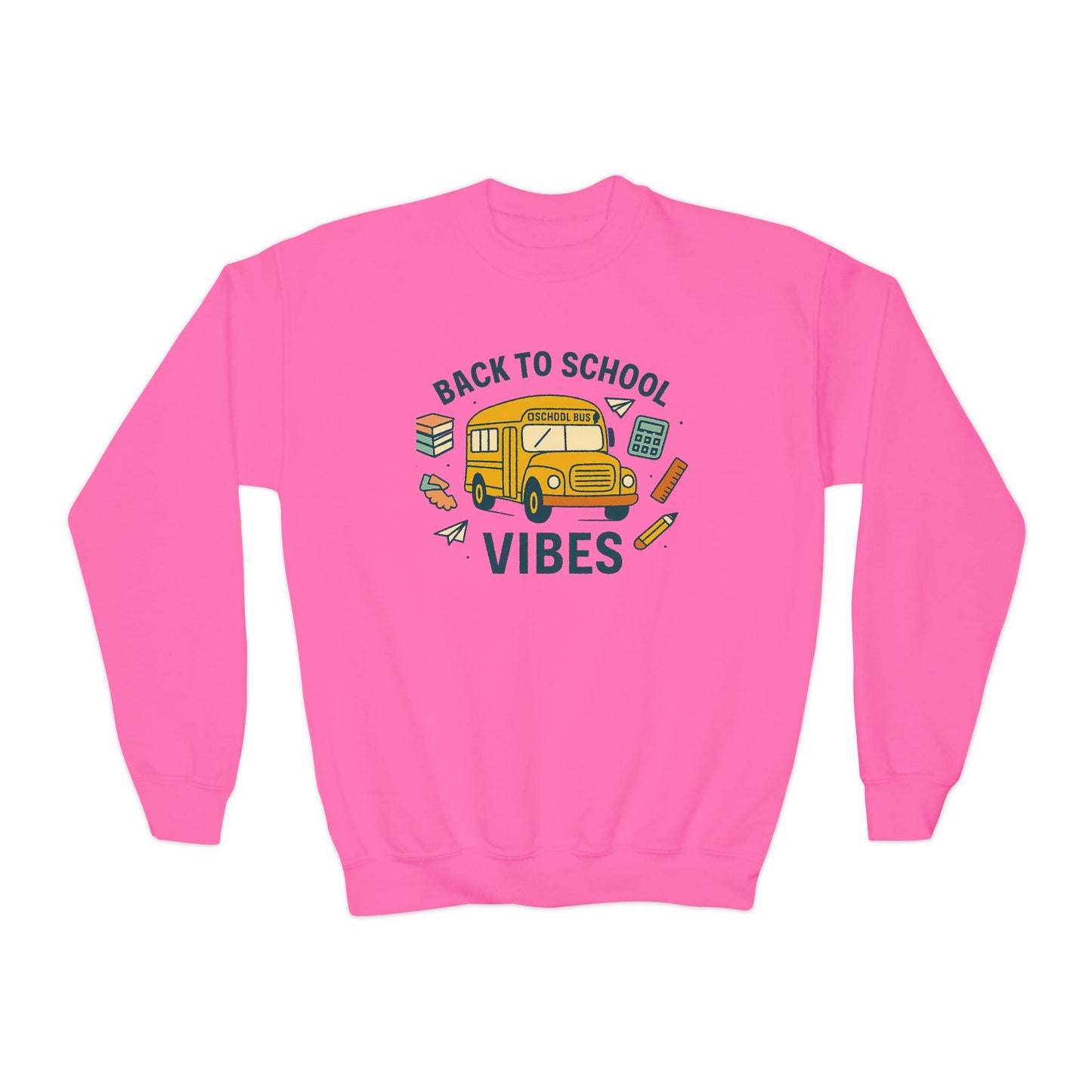 Back to School Youth Crewneck Sweatshirt | Kids Casual Style, School Spirit, Cozy Pullover, Gift for Students, Fun Apparel
