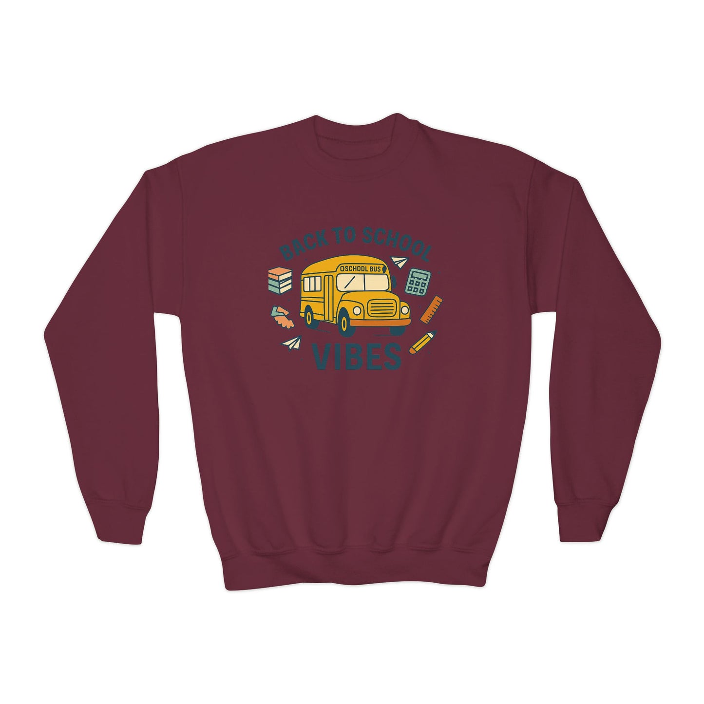 Back to School Youth Crewneck Sweatshirt | Kids Casual Style, School Spirit, Cozy Pullover, Gift for Students, Fun Apparel