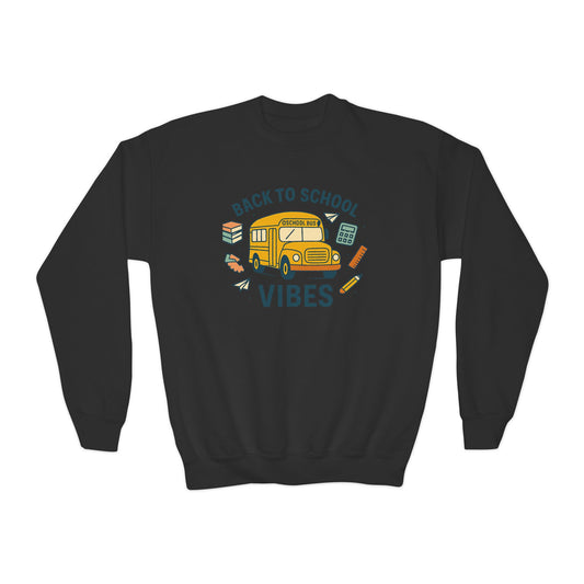 Back to School Youth Crewneck Sweatshirt | Kids Casual Style, School Spirit, Cozy Pullover, Gift for Students, Fun Apparel