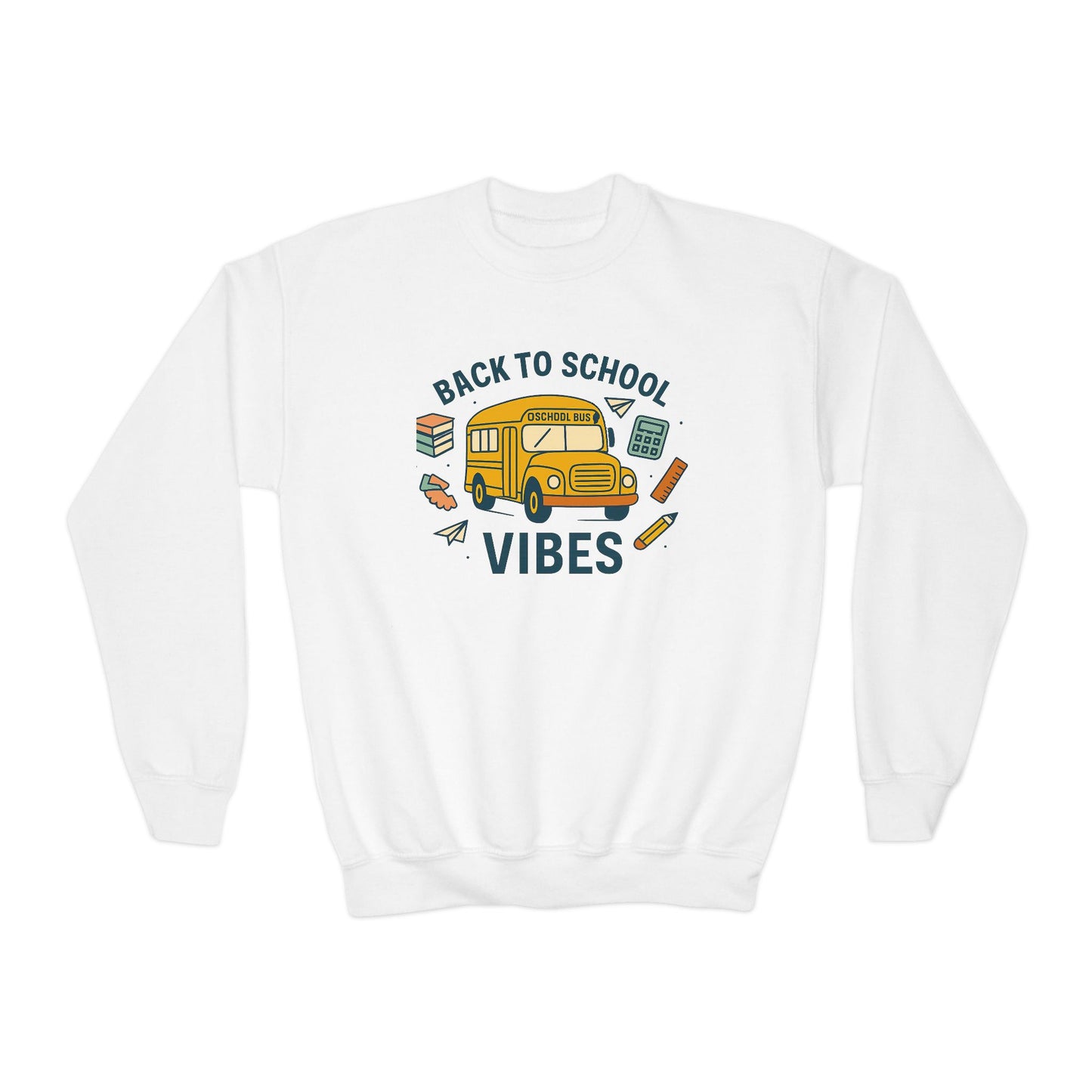Back to School Youth Crewneck Sweatshirt | Kids Casual Style, School Spirit, Cozy Pullover, Gift for Students, Fun Apparel