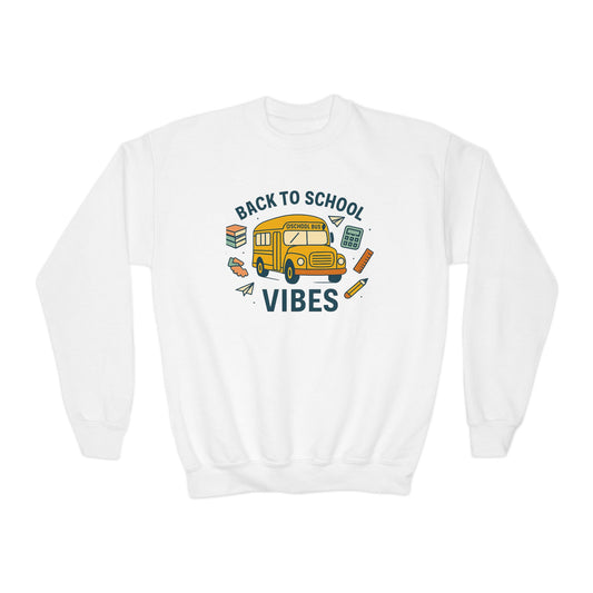Back to School Youth Crewneck Sweatshirt | Kids Casual Style, School Spirit, Cozy Pullover, Gift for Students, Fun Apparel