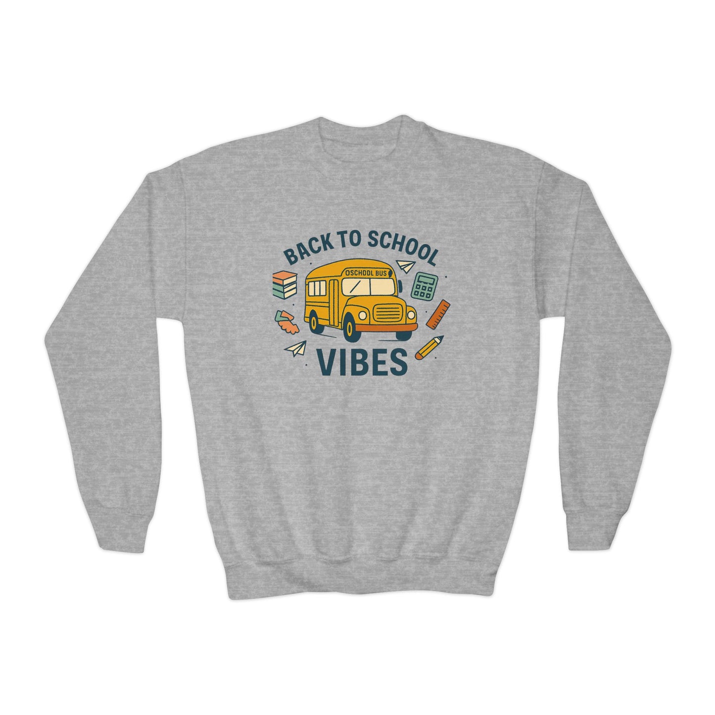 Back to School Youth Crewneck Sweatshirt | Kids Casual Style, School Spirit, Cozy Pullover, Gift for Students, Fun Apparel